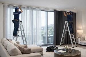 curtain installation showcasing in dubai