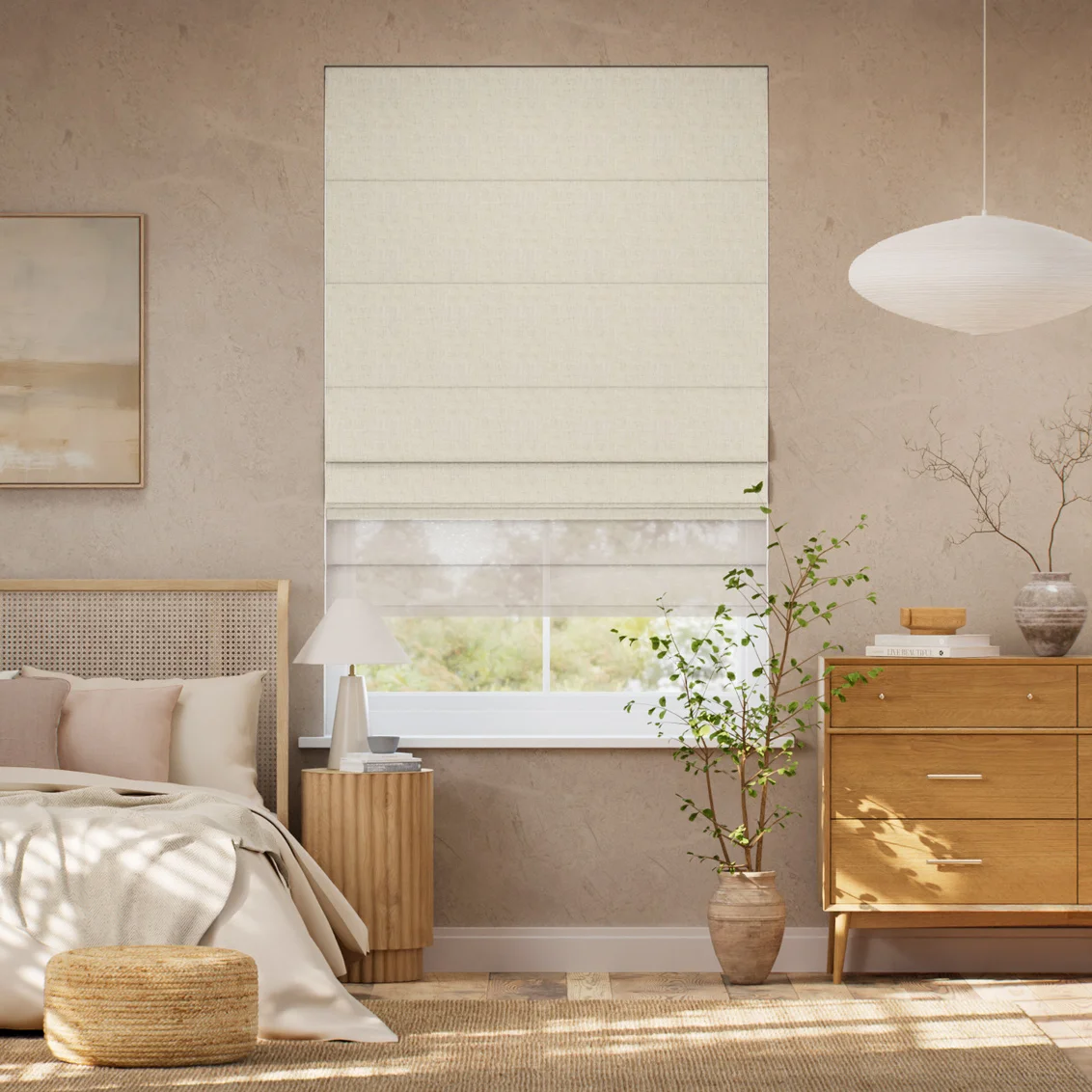 Electric Bijou Linen Oatmeal & Neutral Double Roman Blind