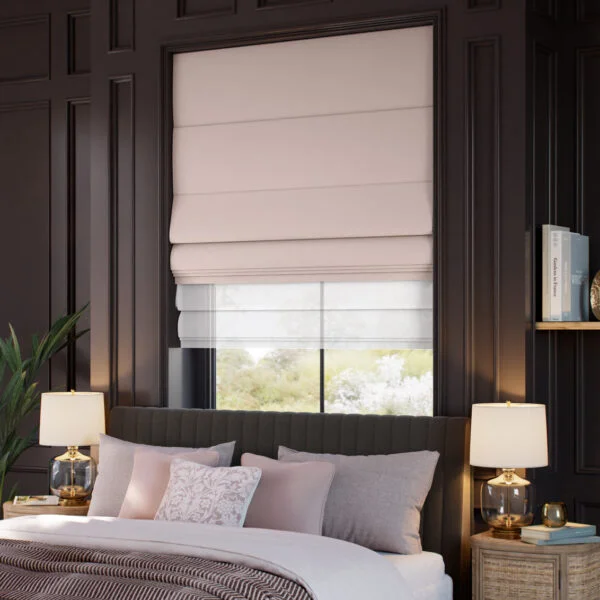 Electric Bijou Linen Vintage Pink & Coconut Double Roman Blind