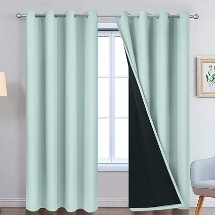Soundproof Drapes for Bedroom52Wx84L Aqua 2 Panels