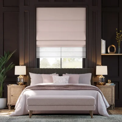 Electric Bijou Linen Vintage Pink & Coconut Double Roman Blind