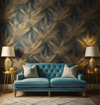 Living Room Wallpaper- Luxury wallpaper installation in living room Dubai by Excellent Blinds